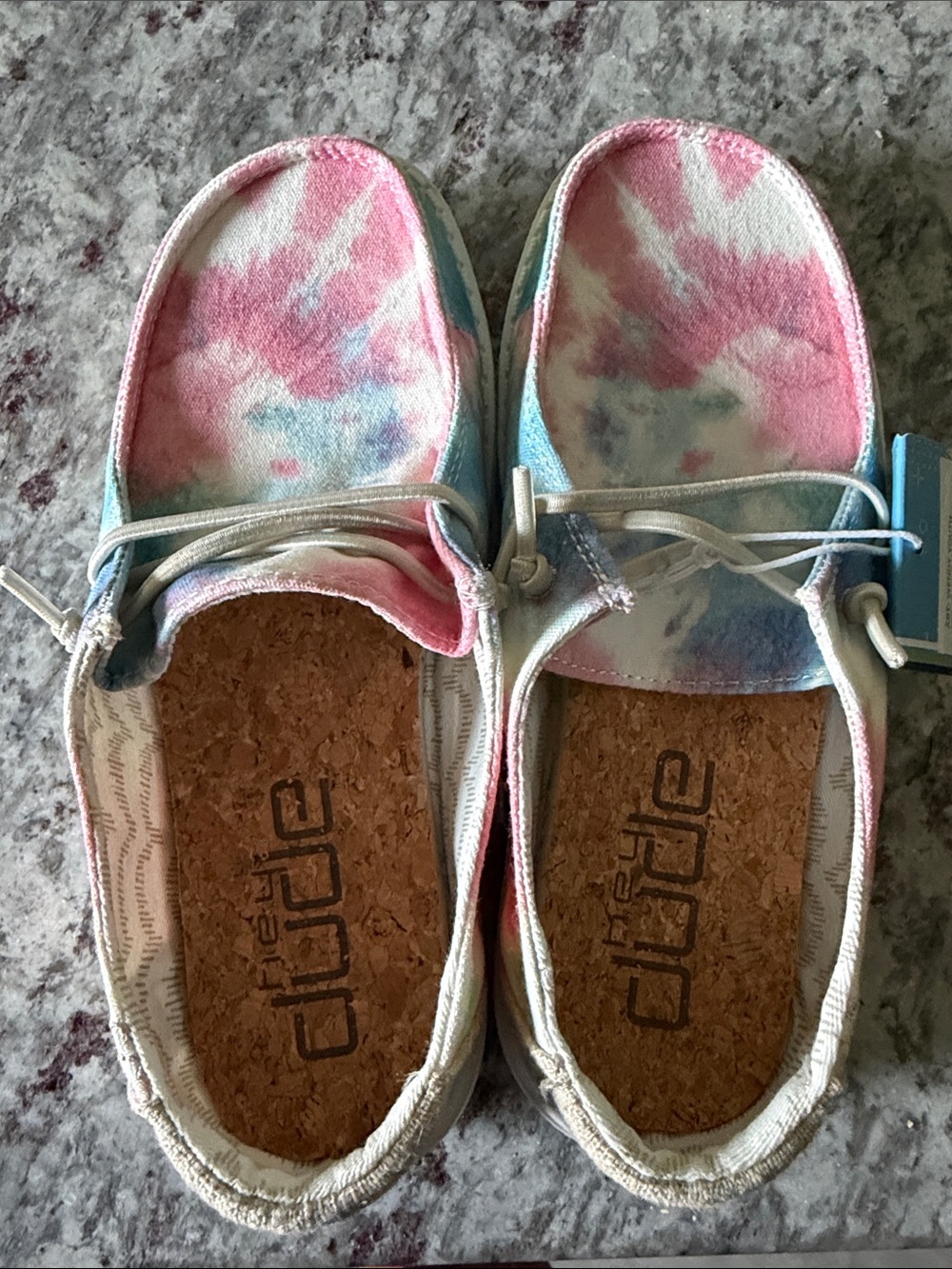 Hey Dude Kids Tie-Dye Moccasins in Pink, Blue & White